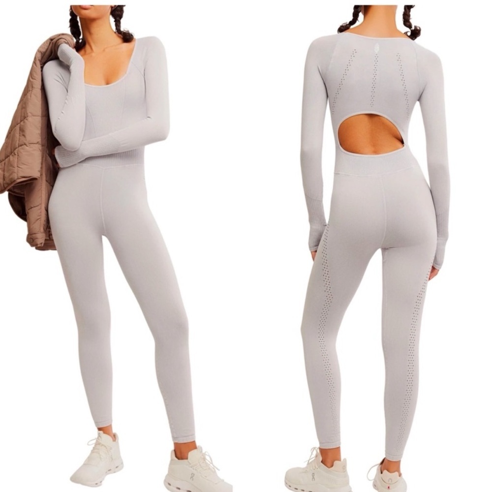 NWT Free People Bodysuit Sz XS/S | Free People Ice Grey Good Karma Jumpsuit NEW-